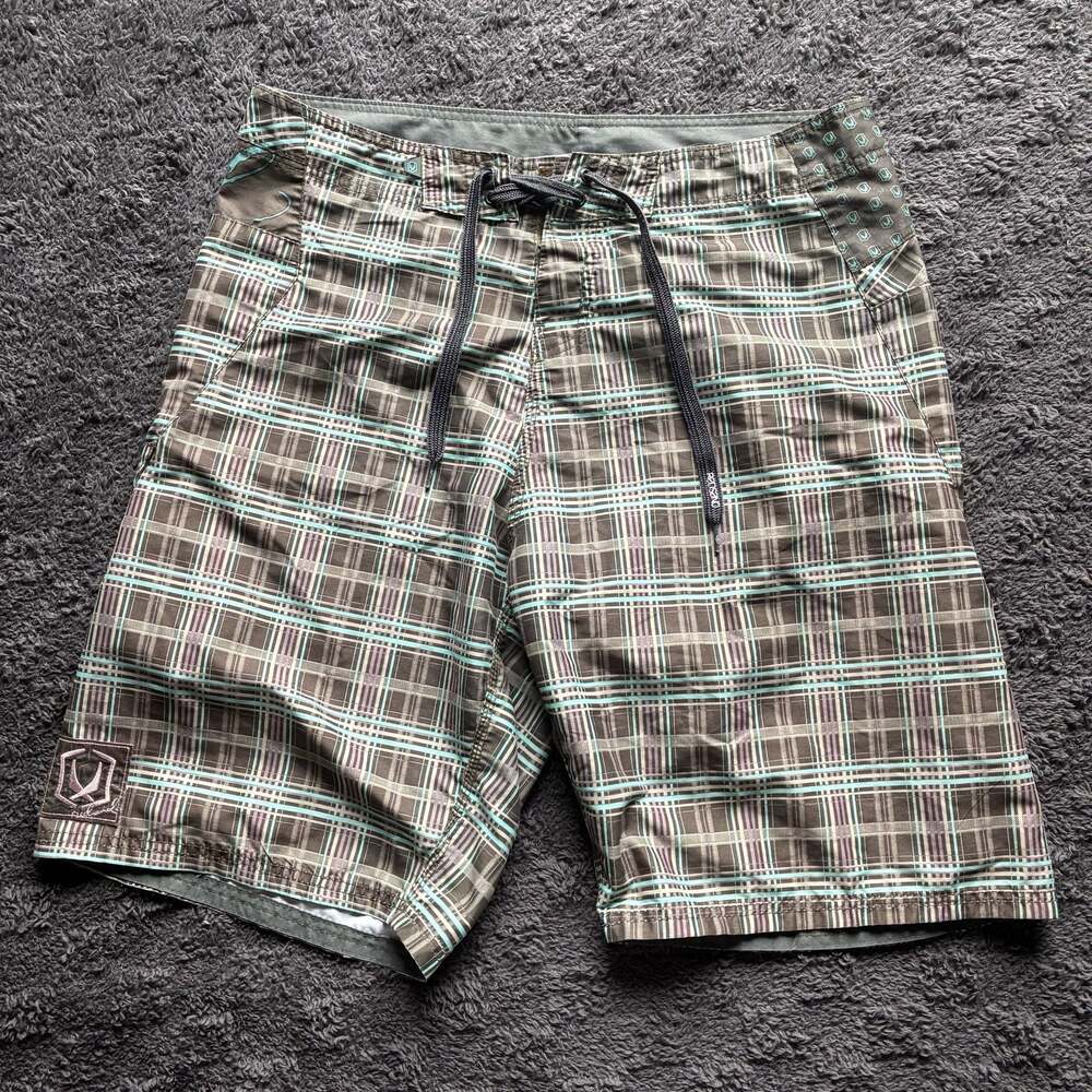 Y2K Redsand Men's Plaid Board Shorts Size 36